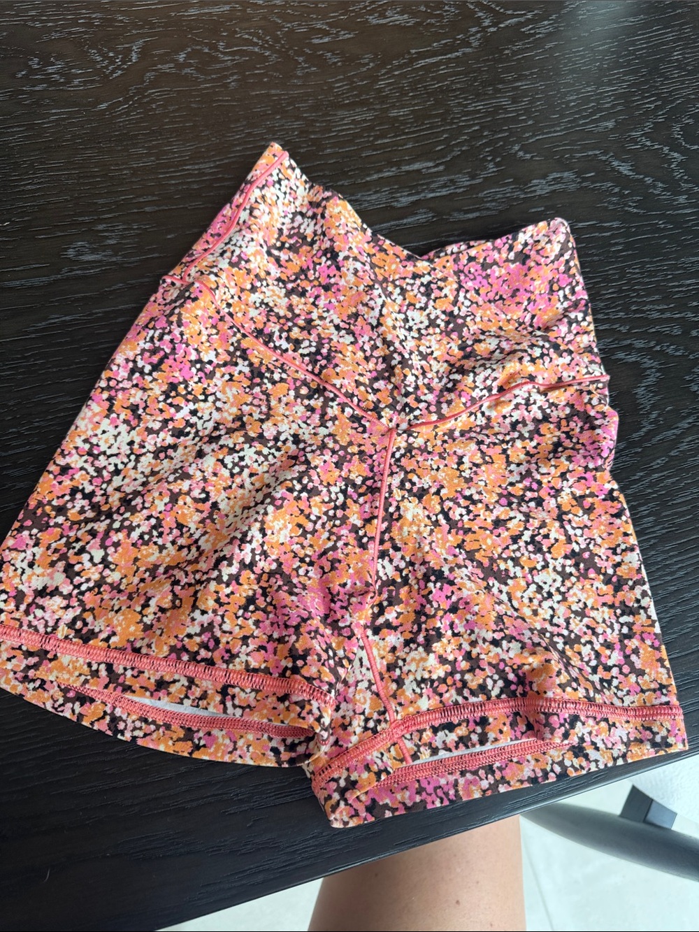 Floral Print High-Rise Bike Shorts — Pink & Orange